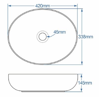 TAILORED PISA OVAL COUNTER TOP/SIT-ON CERAMIC BASIN/BOWL, 4076 (TB) TAILORED PISA OVAL COUNTER TOP/SIT-ON CERAMIC BASIN/BOWL, 4076 (TB)
